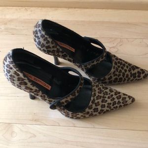 Via Spiga print pony hair heels, 5.5